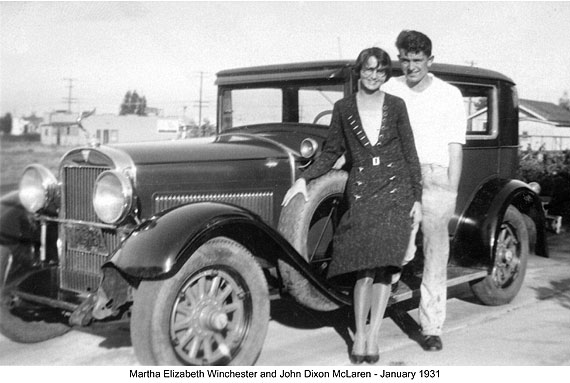 Martha Elizabeth Winchester and John Dixon McLaren - Jan 1931